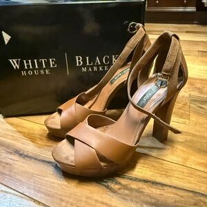 White House Black Market Brown Strappy Heels